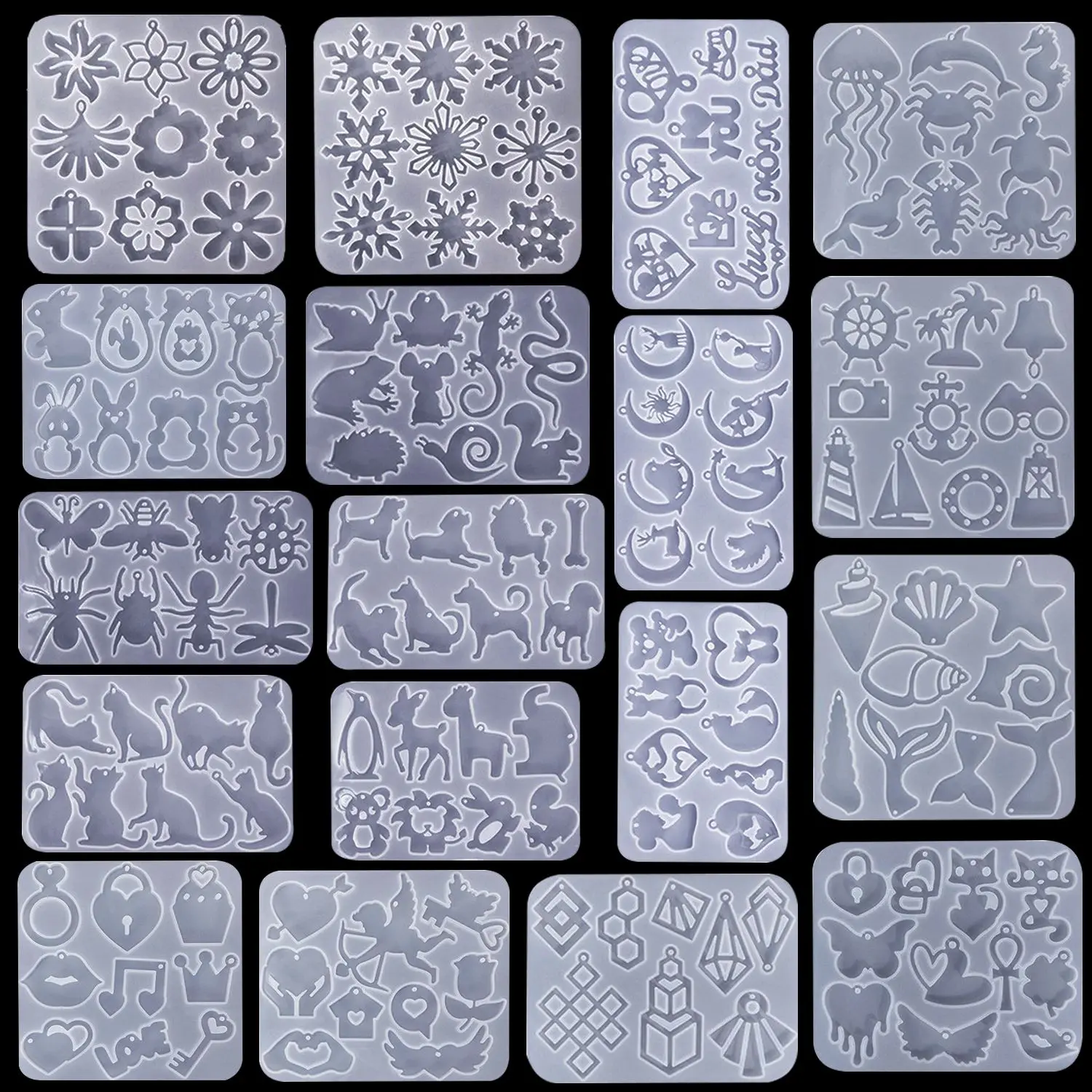 Multi-Style Earring Pendant Silicone Mold Fancy Epoxy Resin Mould For DIY Ornaments Keychain Necklace Charms Epoxy Resin Crafts