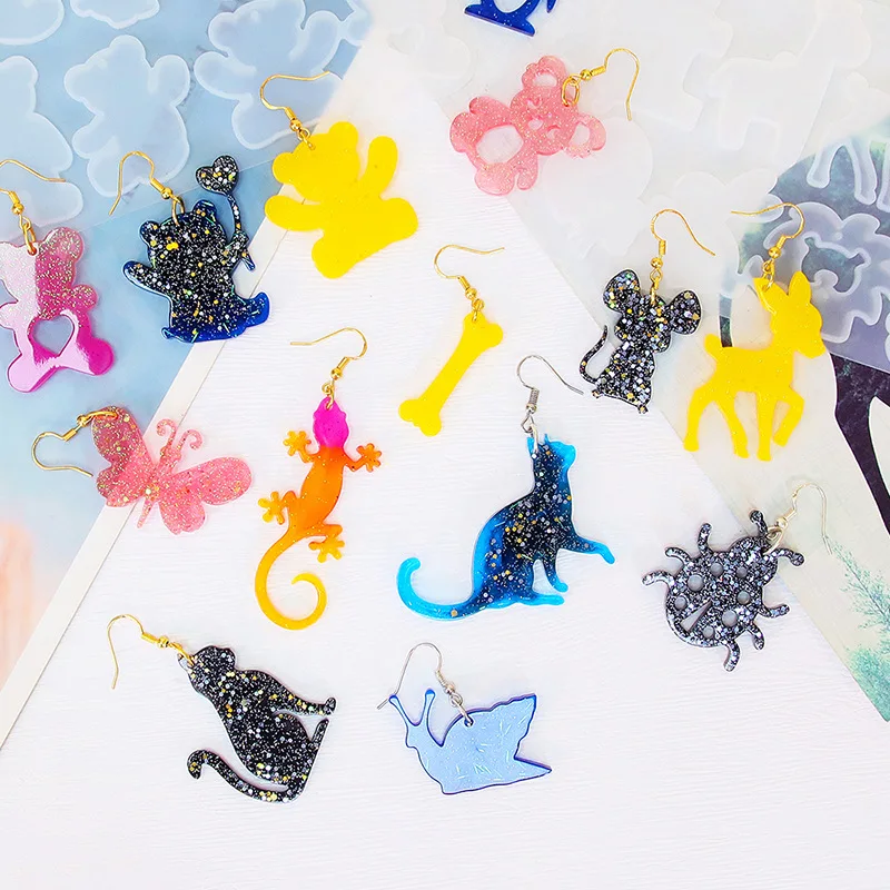 Multi-Style Earring Pendant Silicone Mold Fancy Epoxy Resin Mould For DIY Ornaments Keychain Necklace Charms Epoxy Resin Crafts thumbnail 2