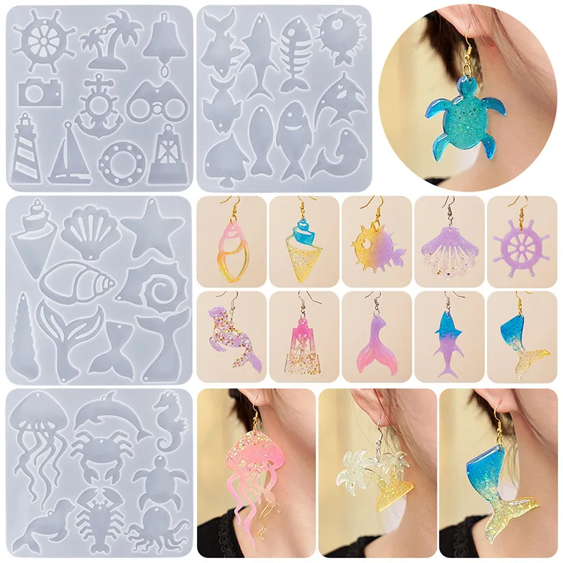 Multi-Style Earring Pendant Silicone Mold Fancy Epoxy Resin Mould For DIY Ornaments Keychain Necklace Charms Epoxy Resin Crafts thumbnail 5
