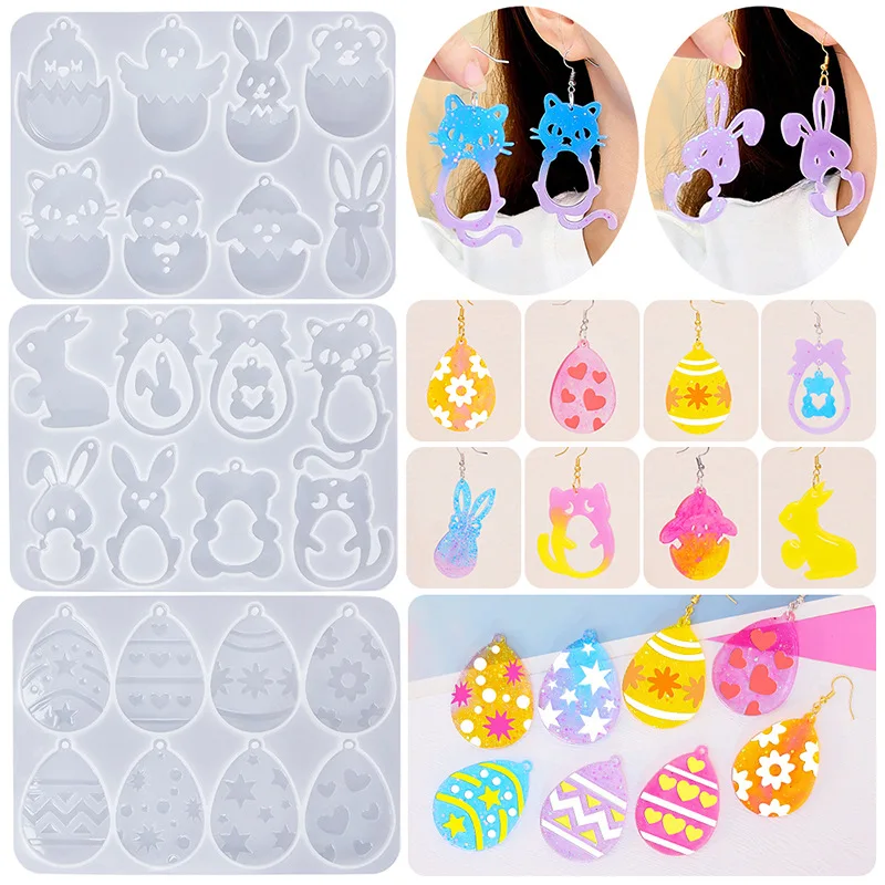 Multi-Style Earring Pendant Silicone Mold Fancy Epoxy Resin Mould For DIY Ornaments Keychain Necklace Charms Epoxy Resin Crafts thumbnail 4