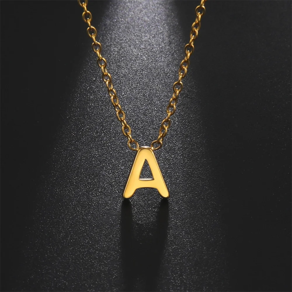 Initial A-Z Letter Necklaces for Women Elegant Chains Choker 26 Alphabet Pendant Necklace Stainless Steel Jewelry collier femme thumbnail 4