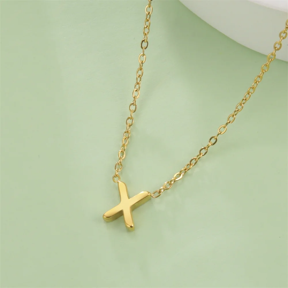 Initial A-Z Letter Necklaces for Women Elegant Chains Choker 26 Alphabet Pendant Necklace Stainless Steel Jewelry collier femme thumbnail 6