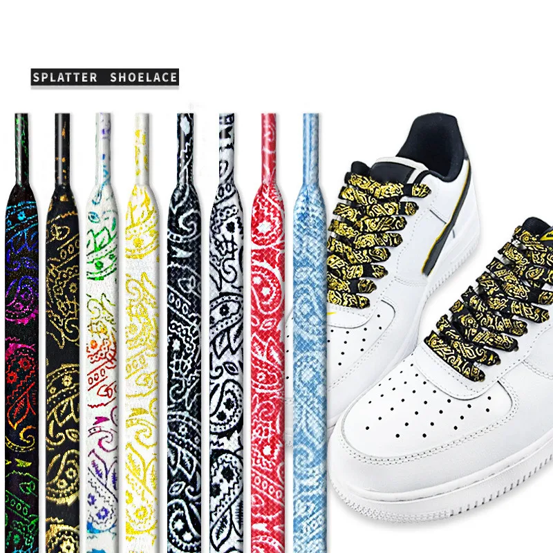Cashew Flower Shoelaces for Shoes Gilding Flat Shiny Shoe Laces Sneakers Casual Tennis Basketball Shoelace Woman Men Shoestrings thumbnail 5