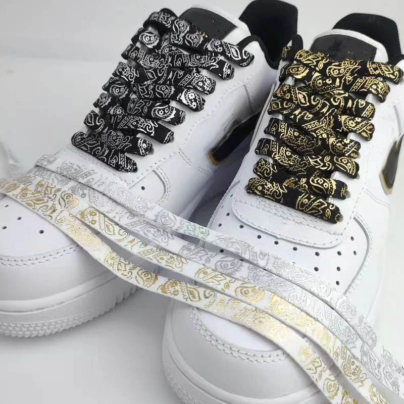 Cashew Flower Shoelaces for Shoes Gilding Flat Shiny Shoe Laces Sneakers Casual Tennis Basketball Shoelace Woman Men Shoestrings thumbnail 3
