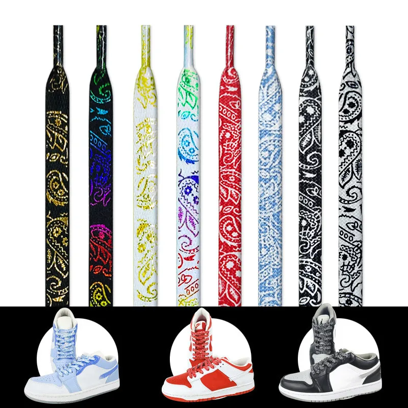 Cashew Flower Shoelaces for Shoes Gilding Flat Shiny Shoe Laces Sneakers Casual Tennis Basketball Shoelace Woman Men Shoestrings thumbnail 6