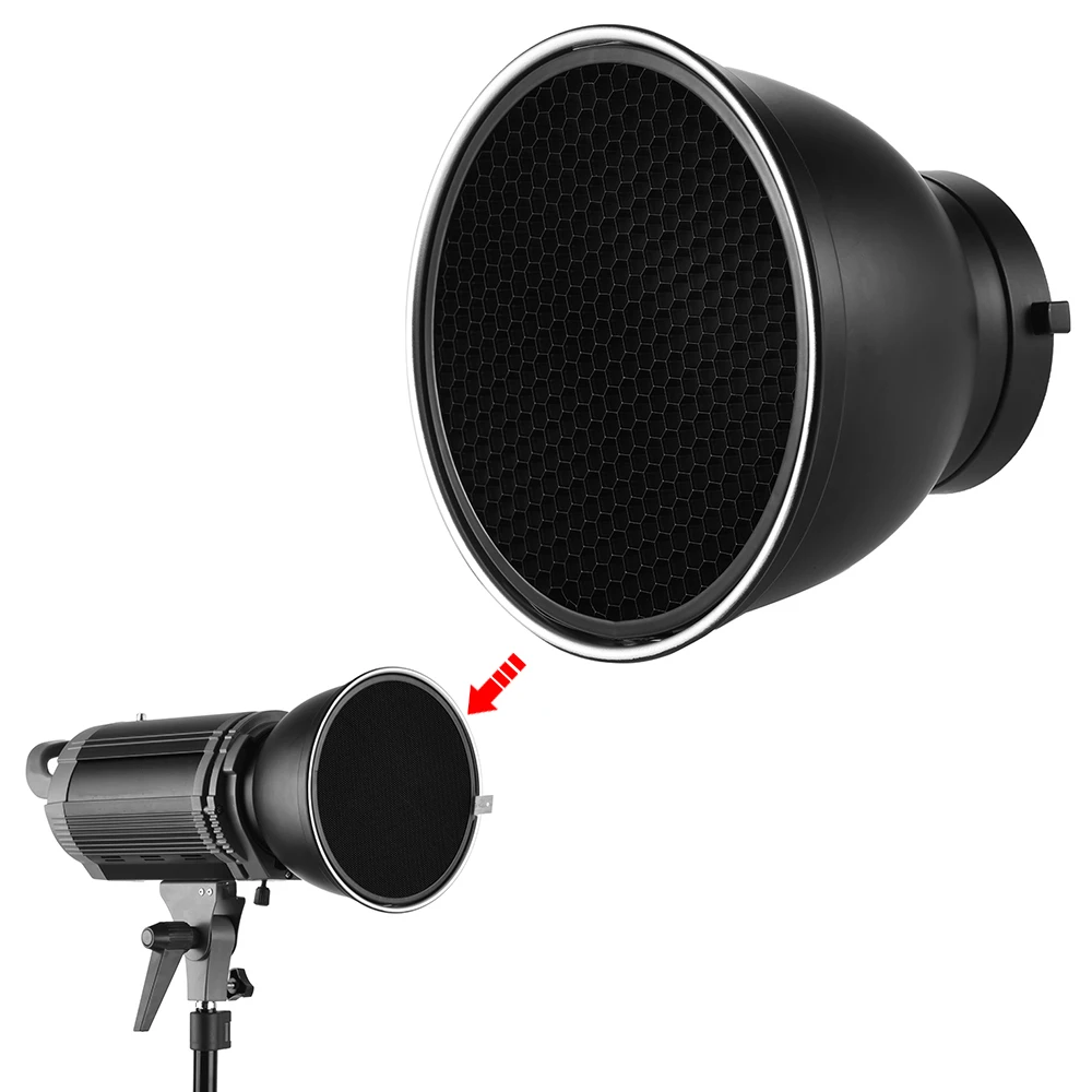 Andoer 7” Standard Reflector Diffuser Lamp Shade Dish w/ 60° Honeycomb Grid for Bowens Mount Studio Strobe Flash Light Speedlite thumbnail 6