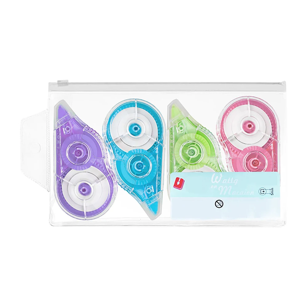 4 Packs, Correction Tape, White, Made Of Correct Tape, Eraser With Transparent Dispenser, Suitable For Office, School, thumbnail 2