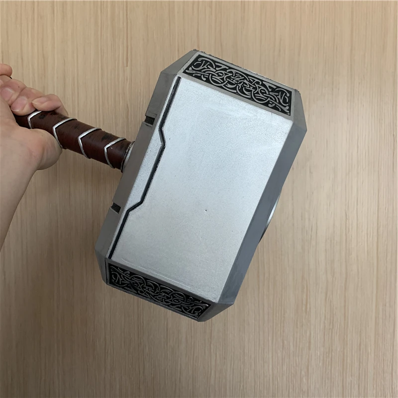 1:1 Thunder Hammer Weapons 44cm Hammer Cosplay Model Role Playing Belt Decor Stage Props Carnival Toy Gift Rubber thumbnail 5