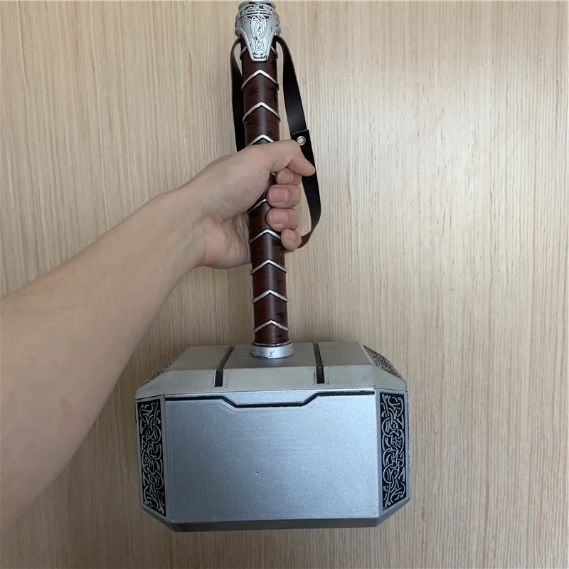 1:1 Thunder Hammer Weapons 44cm Hammer Cosplay Model Role Playing Belt Decor Stage Props Carnival Toy Gift Rubber thumbnail 4