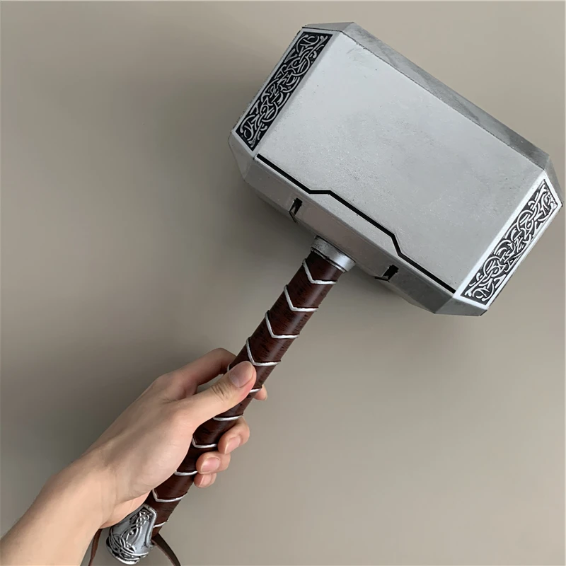1:1 Thunder Hammer Weapons 44cm Hammer Cosplay Model Role Playing Belt Decor Stage Props Carnival Toy Gift Rubber thumbnail 2