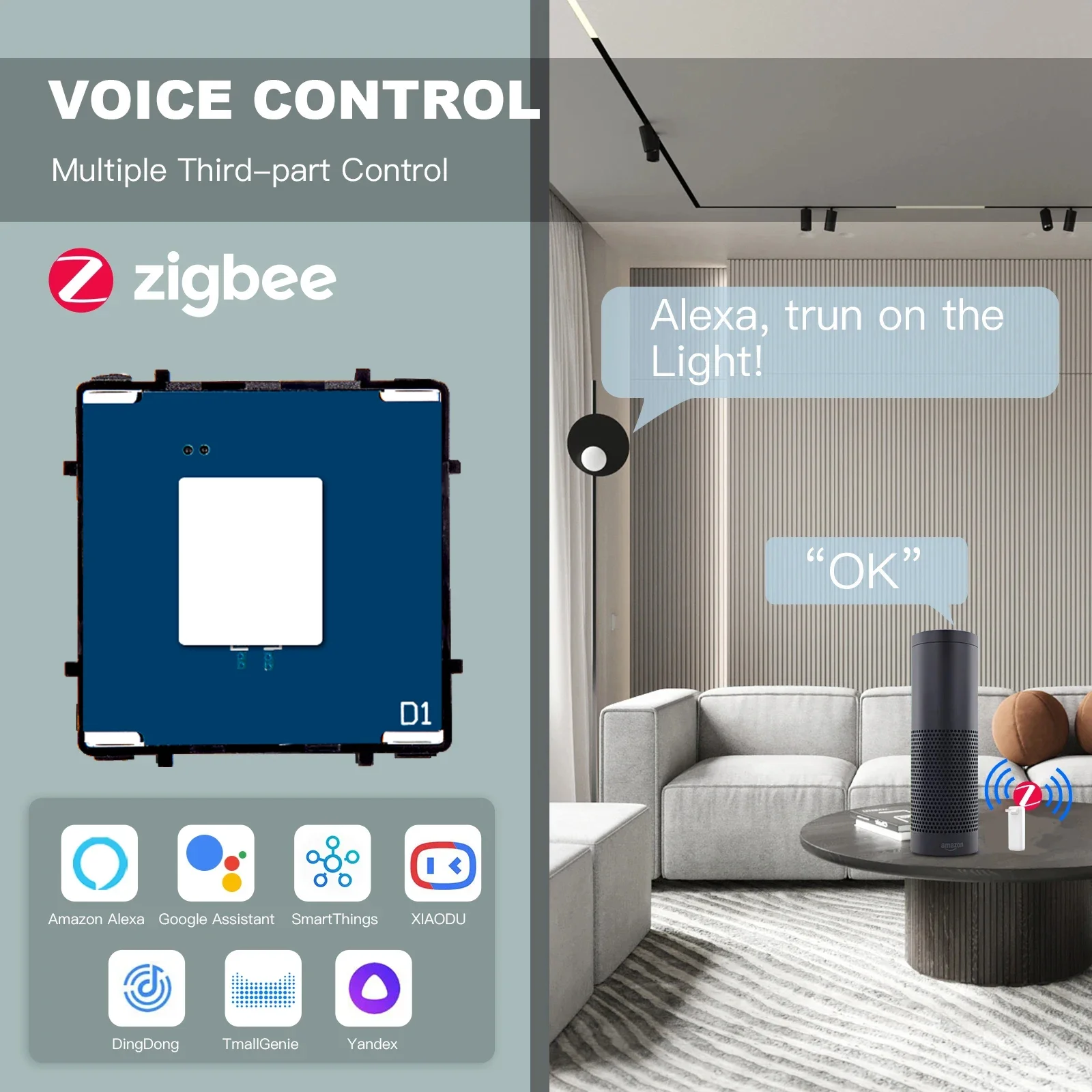 Zigbee Smart Light Switches Function Parts Need Neutral 2/3/4 Gold Glass Touch Panels EU Power USB Socket Thermostat DIY Module thumbnail 3