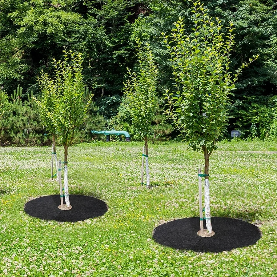 Non-Woven Tree Mulch Ring Weeding Barrier, Protector Mat, Plant Cover, Anti Grass, Gardening Fabric Weed Control, 15cm-82cm thumbnail 6