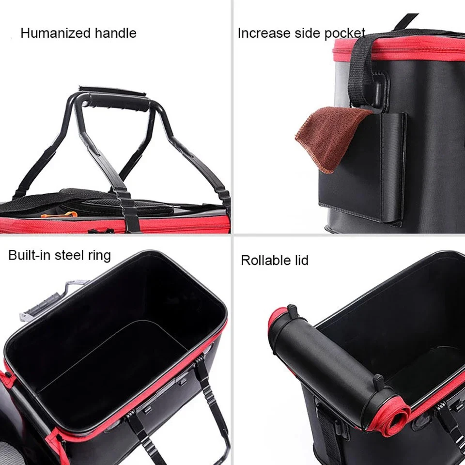 Portable Fishing Bag Collapsible Fishing Bucket Live Fish Box Camping Water Container Pan Basin Fishing Tackle Storage Bag thumbnail 5