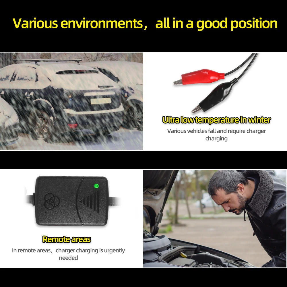 12V 1300mA Smart Battery Charger Intelligent Lead Acid Car Battery Charger Motorcycle Battery Power Rechargeable Device thumbnail 6