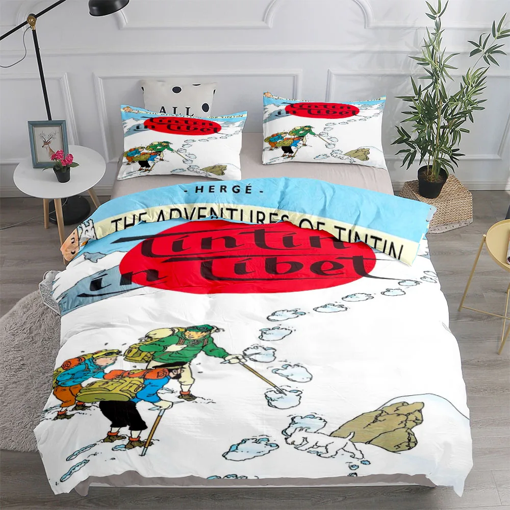 Tintin Adventure Tales Children Duvet Cover Set King Queen Double Twin Single Bed Linen Set thumbnail 2