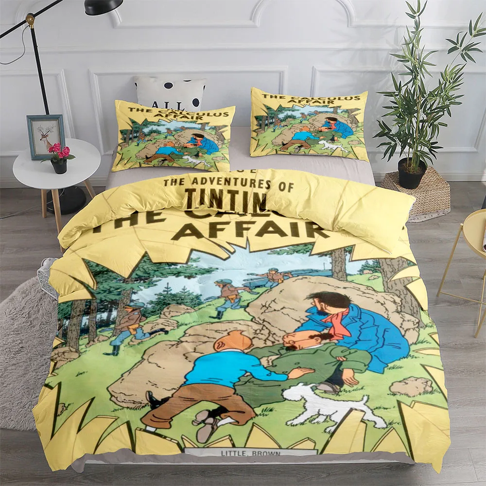 Tintin Adventure Tales Children Duvet Cover Set King Queen Double Twin Single Bed Linen Set thumbnail 3