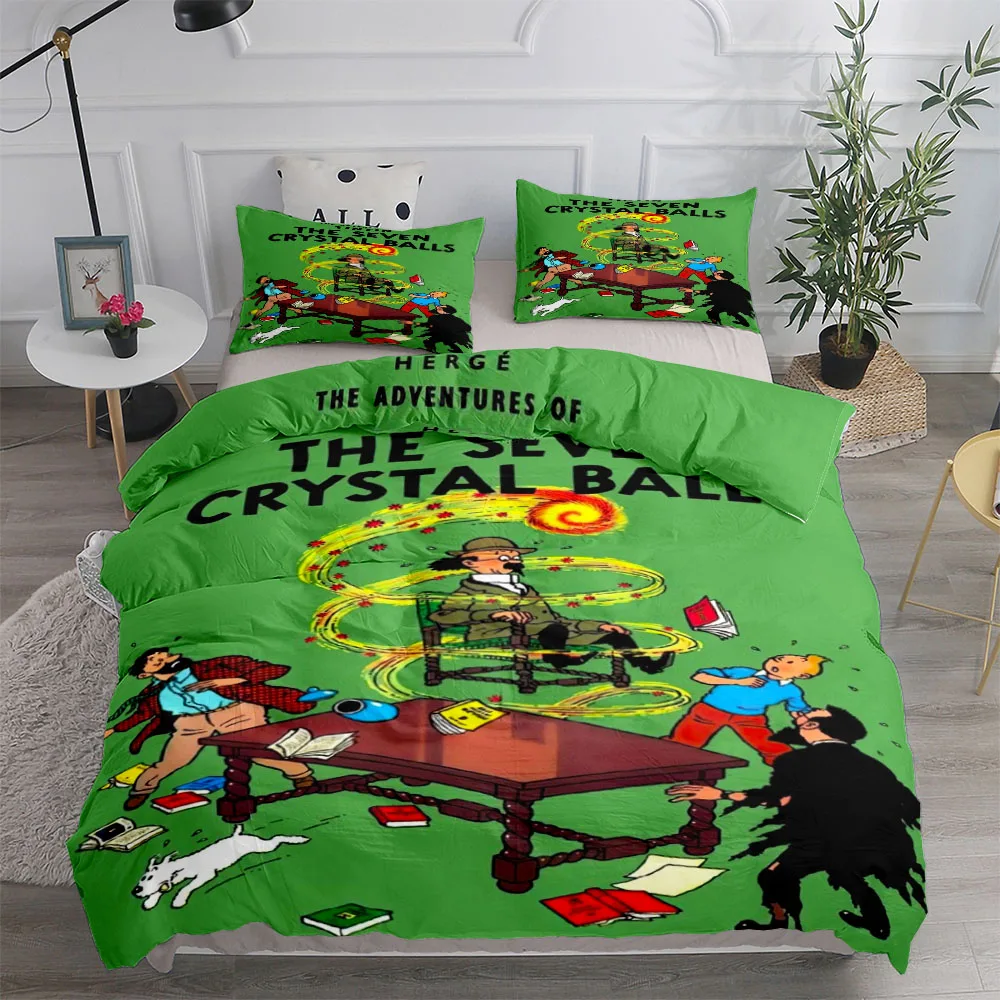 Tintin Adventure Tales Children Duvet Cover Set King Queen Double Twin Single Bed Linen Set thumbnail 4