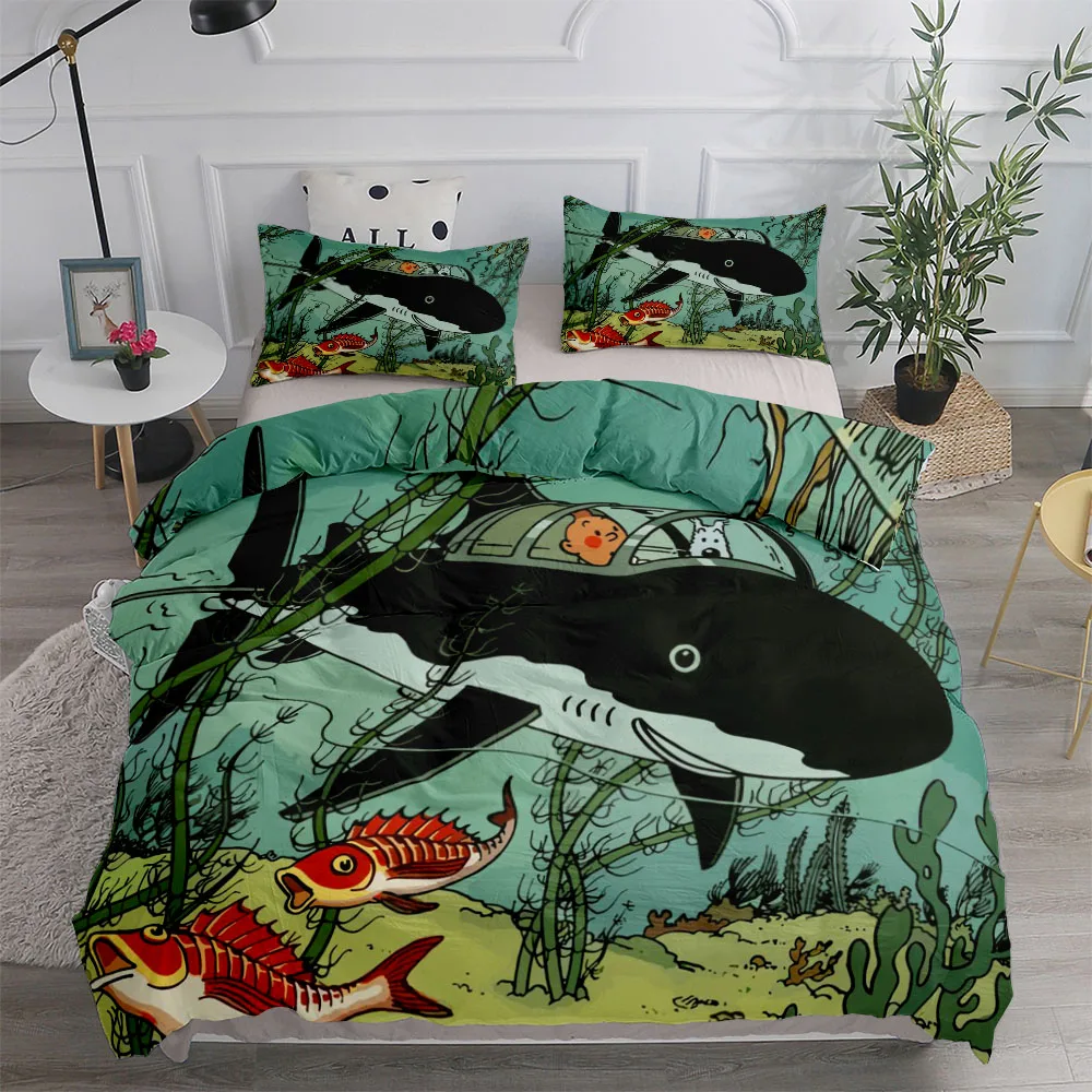 Tintin Adventure Tales Children Duvet Cover Set King Queen Double Twin Single Bed Linen Set thumbnail 5