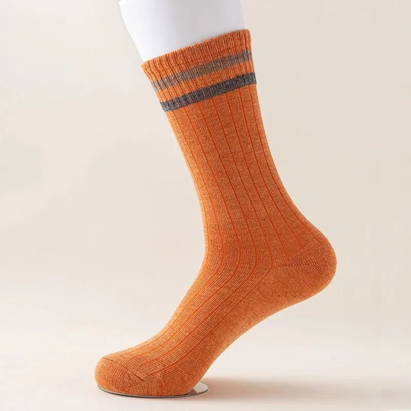 5 Pairs of Autumn and Winter MEN'S Sports Socks with Long Sleeves for Casual Sweat Absorption, Breathability, and Comfort thumbnail 2