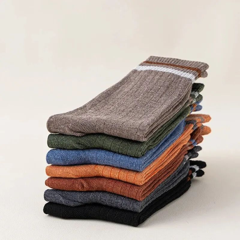 5 Pairs of Autumn and Winter MEN'S Sports Socks with Long Sleeves for Casual Sweat Absorption, Breathability, and Comfort thumbnail 3