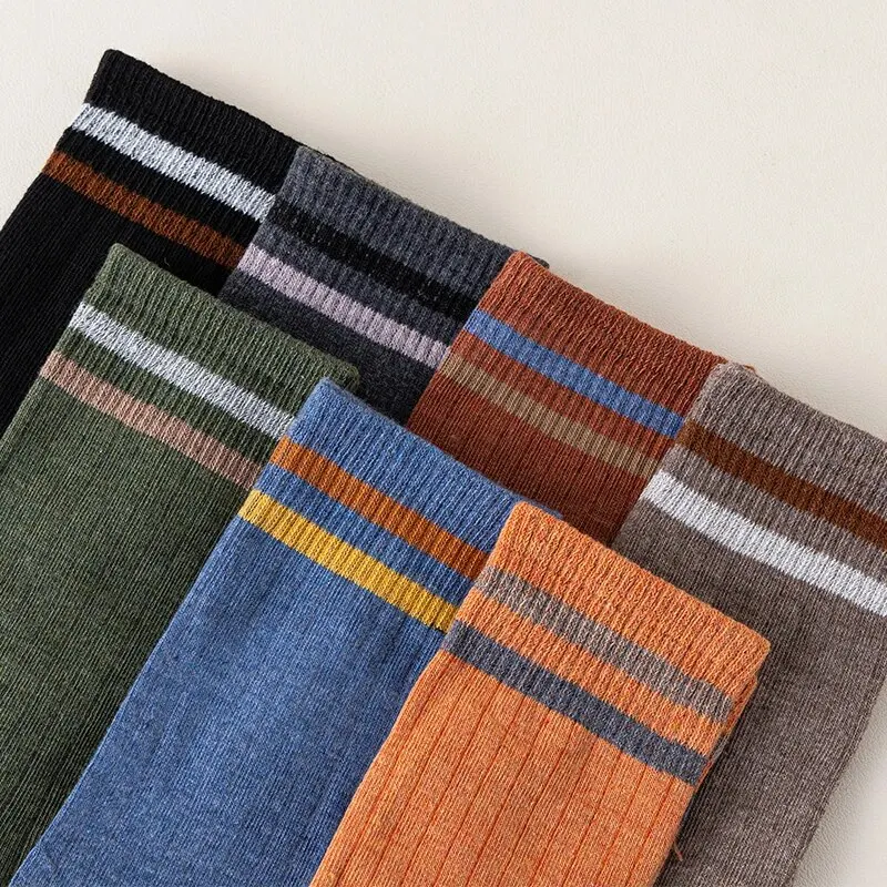 5 Pairs of Autumn and Winter MEN'S Sports Socks with Long Sleeves for Casual Sweat Absorption, Breathability, and Comfort thumbnail 5