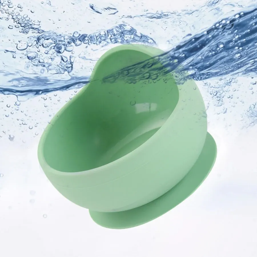 High Quality Spill-Proof Silicone Feeding Bowl Baby Dishes Kid Dinner Spoon Food Grade Silicone Baby Silicone Tableware thumbnail 3