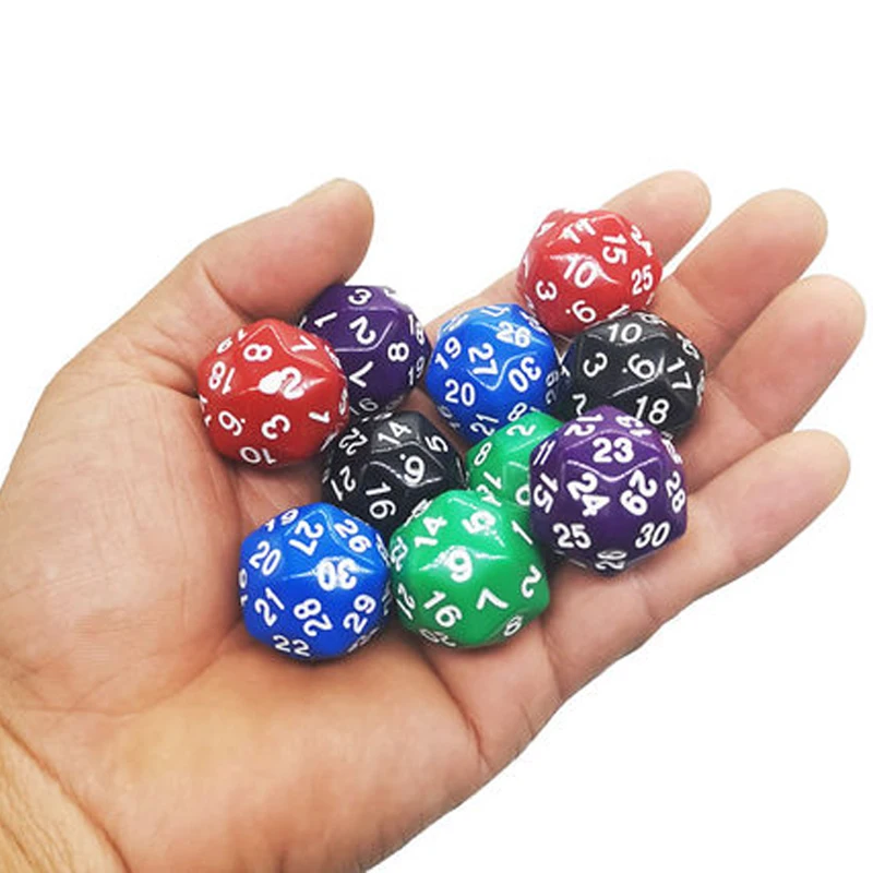 5PCS Polyhedral Dice 30 Sided Funny Board Games For Adullts And Children Math Games Juegos De Mesa Familiares Divertidos thumbnail 2