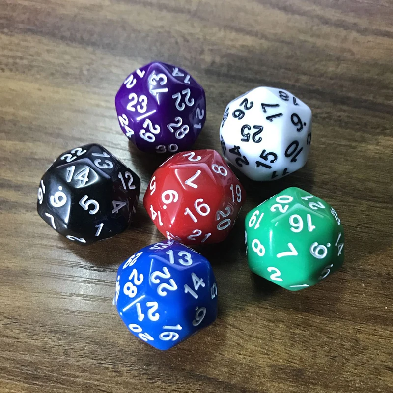 5PCS Polyhedral Dice 30 Sided Funny Board Games For Adullts And Children Math Games Juegos De Mesa Familiares Divertidos thumbnail 6