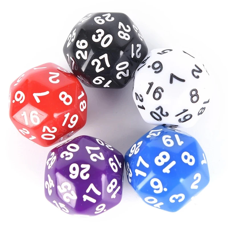 5PCS Polyhedral Dice 30 Sided Funny Board Games For Adullts And Children Math Games Juegos De Mesa Familiares Divertidos thumbnail 3
