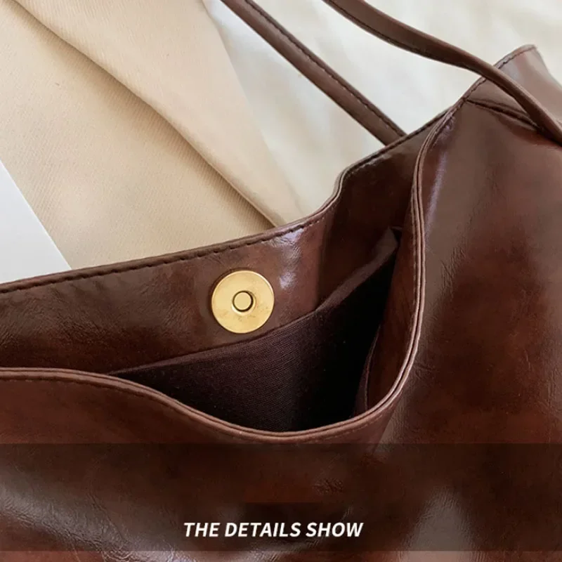 Women Tote Bag Fashion Underarm Pouch Large Capacity Soft Pu Leather Shoulder Bag Retro Crossbody Bag Casual Portable BucketBags thumbnail 5