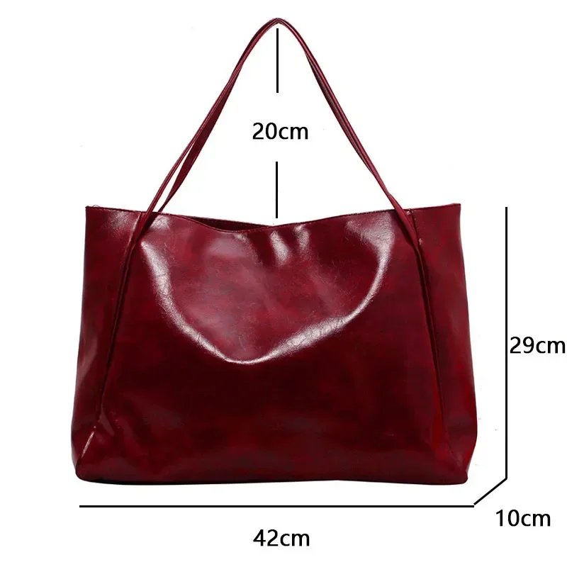 Women Tote Bag Fashion Underarm Pouch Large Capacity Soft Pu Leather Shoulder Bag Retro Crossbody Bag Casual Portable BucketBags thumbnail 6