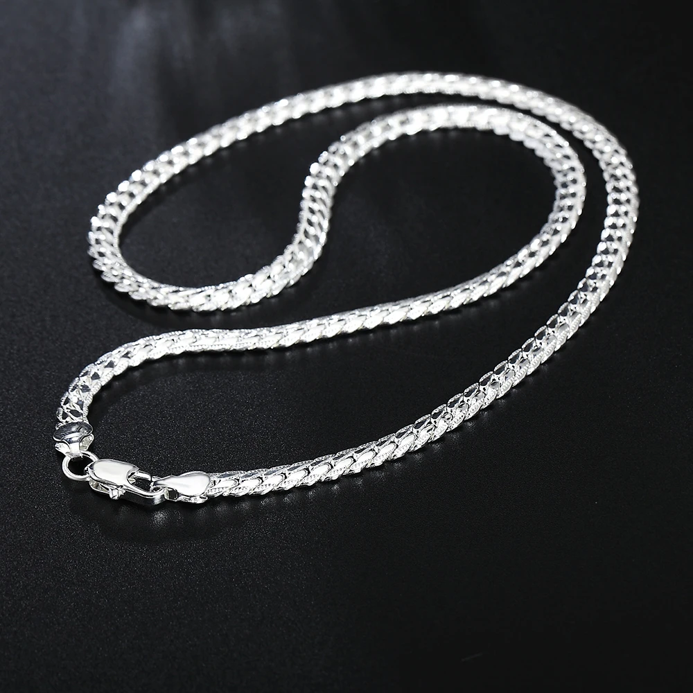 925 Sterling Silver Christmas Gifts European Style 6MM Flat Chain Necklace Bracelets Fashion for Man Women Jewelry Sets S085 thumbnail 6