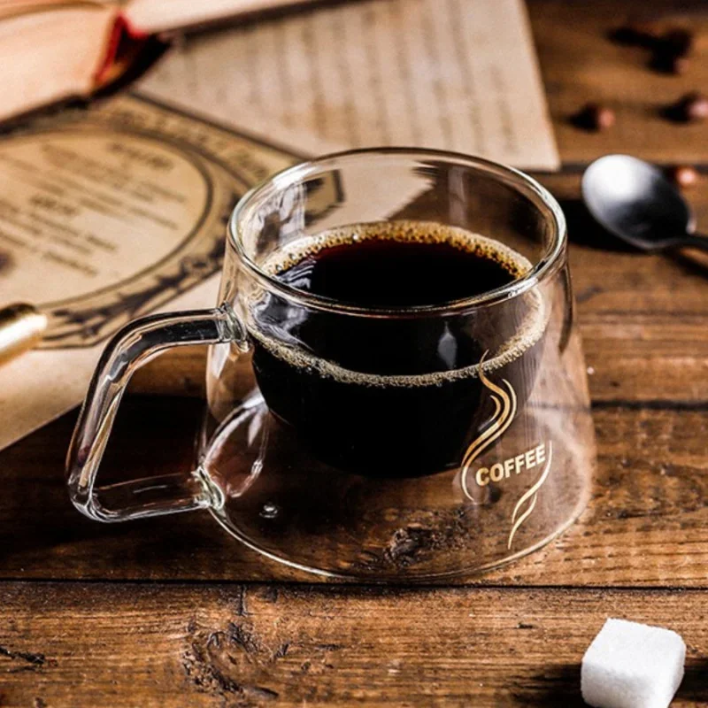 200ml Double Wall Glass Coffee Mug with Handle Transparent Heat-resistant Espresso Cup Breakfast Latte Cappuccino Tea Cup thumbnail 5