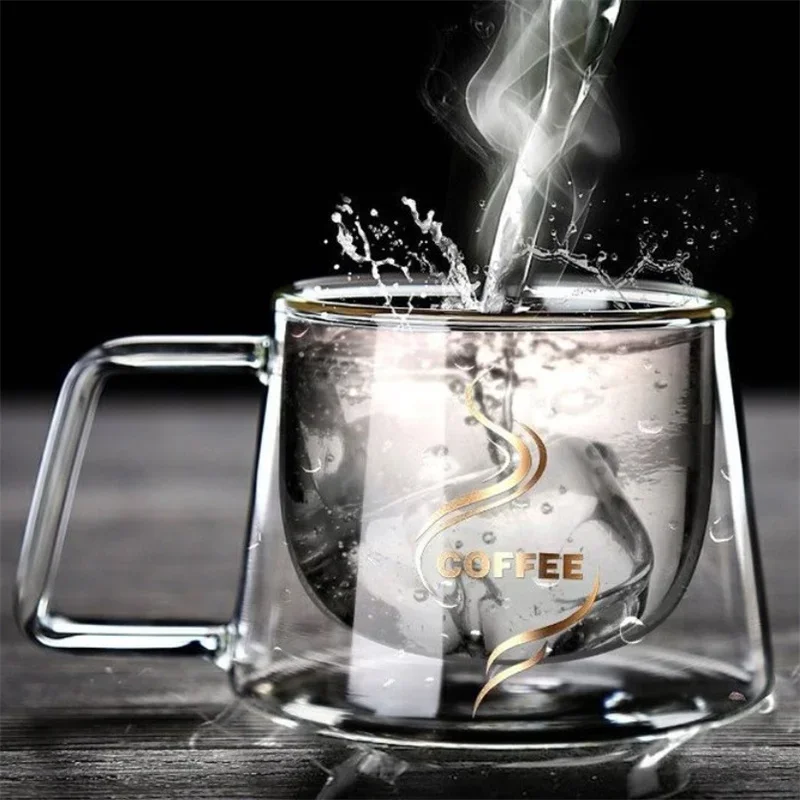 200ml Double Wall Glass Coffee Mug with Handle Transparent Heat-resistant Espresso Cup Breakfast Latte Cappuccino Tea Cup thumbnail 4