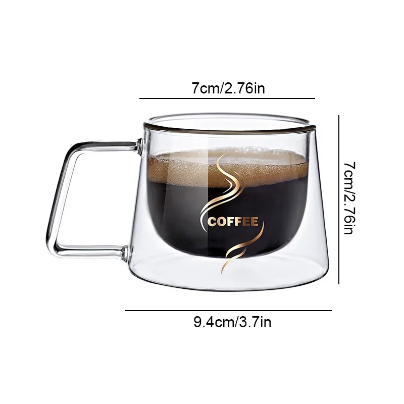 200ml Double Wall Glass Coffee Mug with Handle Transparent Heat-resistant Espresso Cup Breakfast Latte Cappuccino Tea Cup thumbnail 6