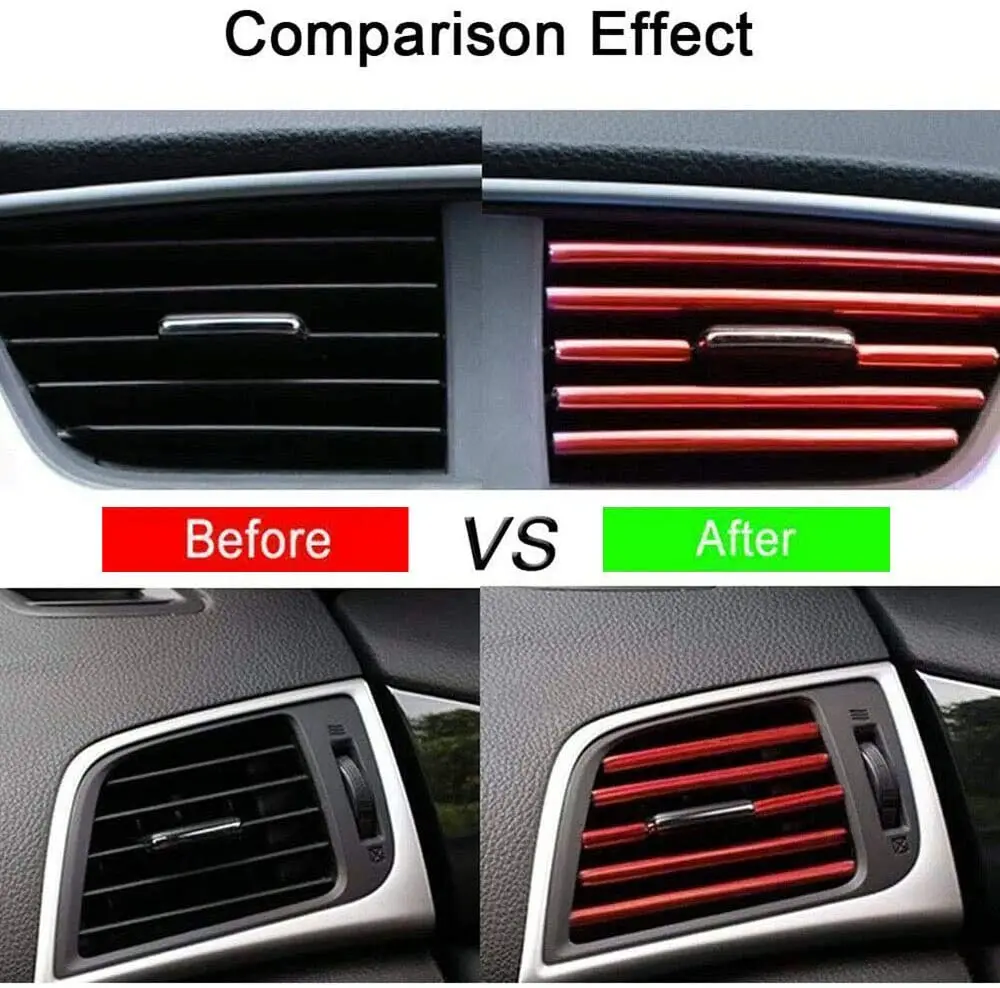 10 Pcs Car Air Vent Grille decoration Trim Sticker U Style Air Conditioner Outlet Decoration Strip Car Decoration thumbnail 5