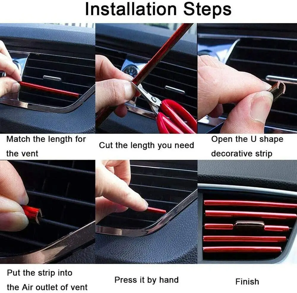 10 Pcs Car Air Vent Grille decoration Trim Sticker U Style Air Conditioner Outlet Decoration Strip Car Decoration thumbnail 6
