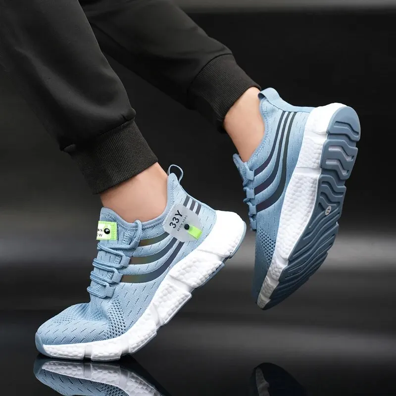 Men Casual Sport Shoes Breathable Lightweight Sneakers Outdoor Mesh Black Running Shoes Athletic Jogging Tenis Walking Shoes thumbnail 2