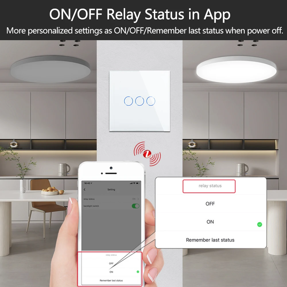 Tuya ZigBee Smart Light Switch Relay Module zigbee Touch Switches Function 1/2/3/4gang Glass Panels EU Wall Smart Socket Parts thumbnail 3