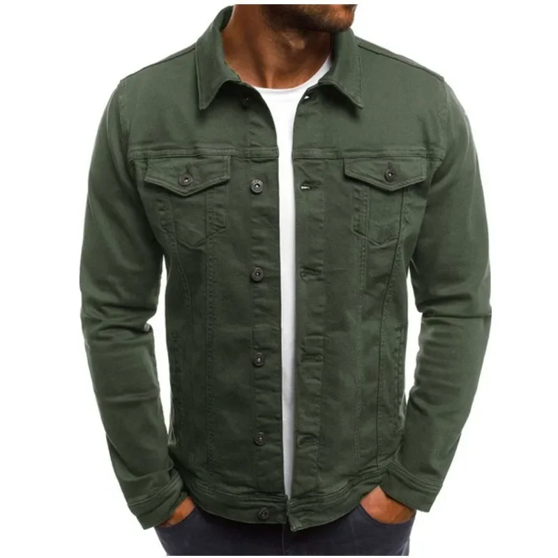 Men's Denim Jacket M-4XL Autumn Clothing Fashion Jackets Solid Color Business Casual Multi-pocket Long Sleeve Top Streetwear thumbnail 4