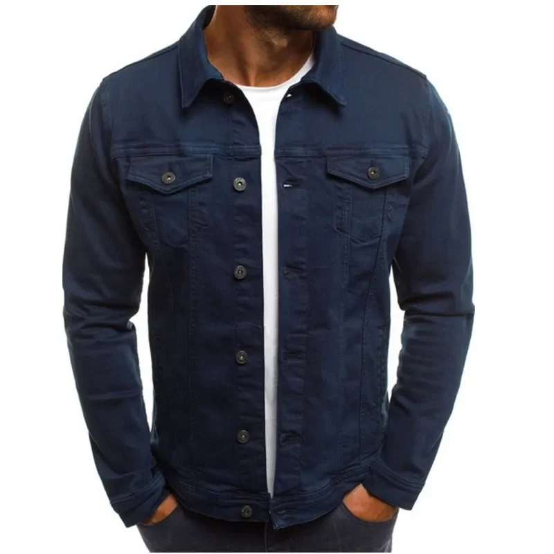 Men's Denim Jacket M-4XL Autumn Clothing Fashion Jackets Solid Color Business Casual Multi-pocket Long Sleeve Top Streetwear thumbnail 2