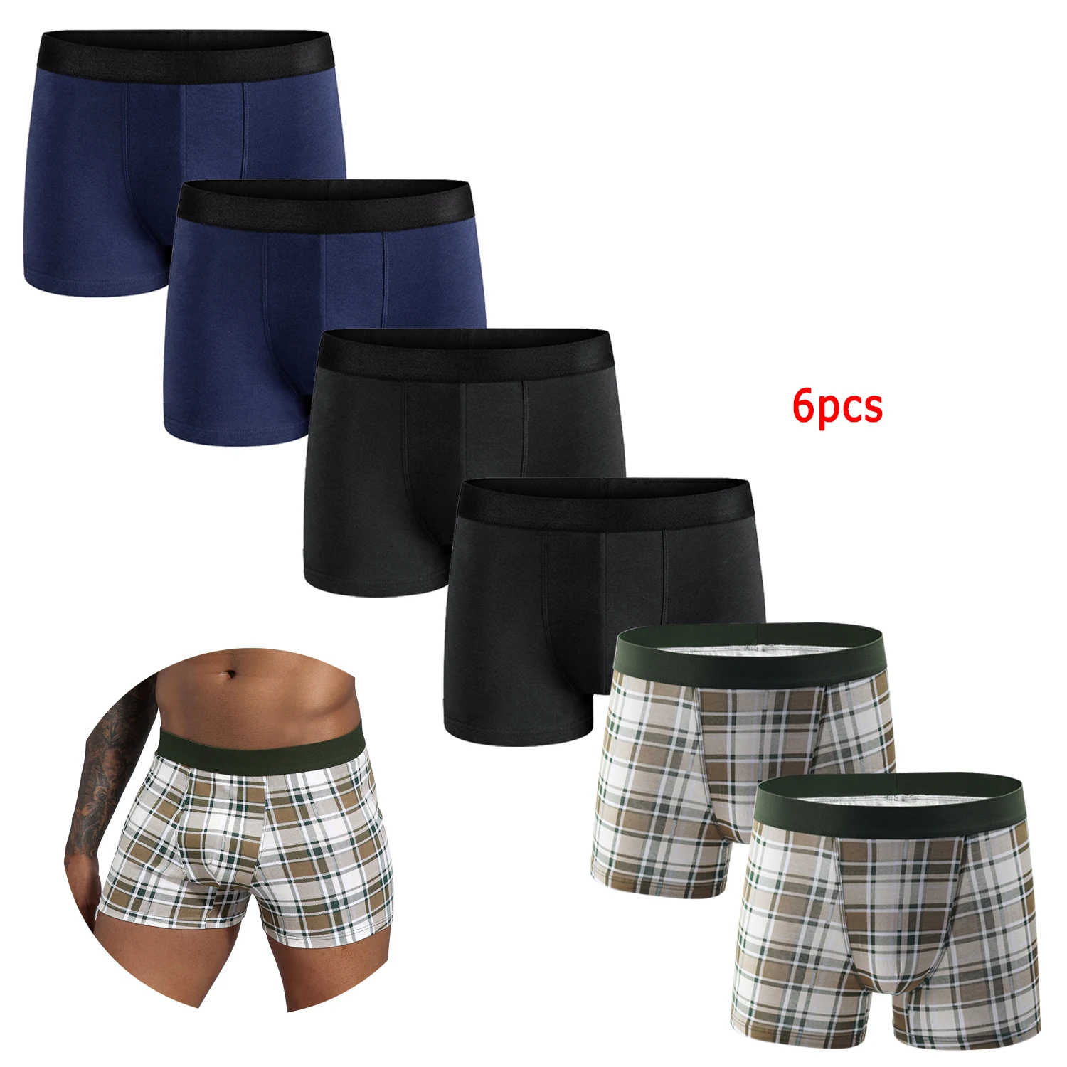 6pcs Pack 2024 Men Panties Cotton Underwear Male Brand Boxer And Underpants For Homme Luxury Set Shorts Box Slip Kit thumbnail 6