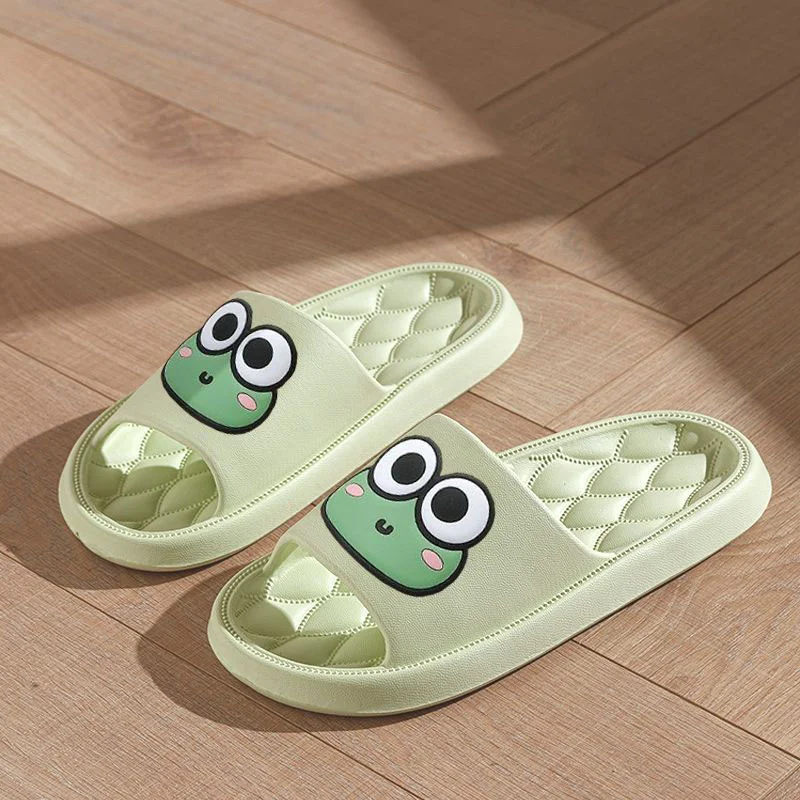 Summer Beach Slides Bathroom Anti Slip Slipper Non-Slip Home Flip Flops Cartoon Frog Soft Sandals thumbnail 4