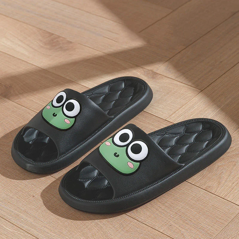Summer Beach Slides Bathroom Anti Slip Slipper Non-Slip Home Flip Flops Cartoon Frog Soft Sandals thumbnail 5