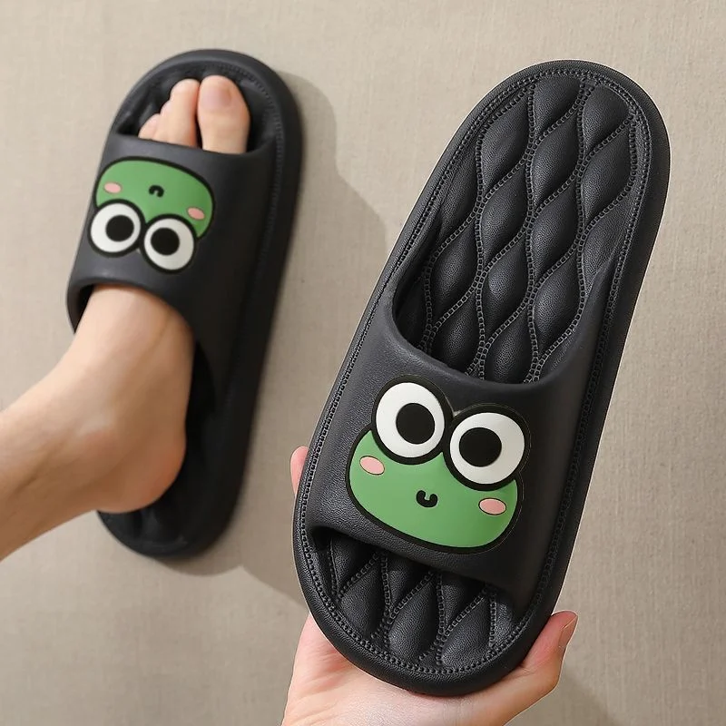 Summer Beach Slides Bathroom Anti Slip Slipper Non-Slip Home Flip Flops Cartoon Frog Soft Sandals thumbnail 3
