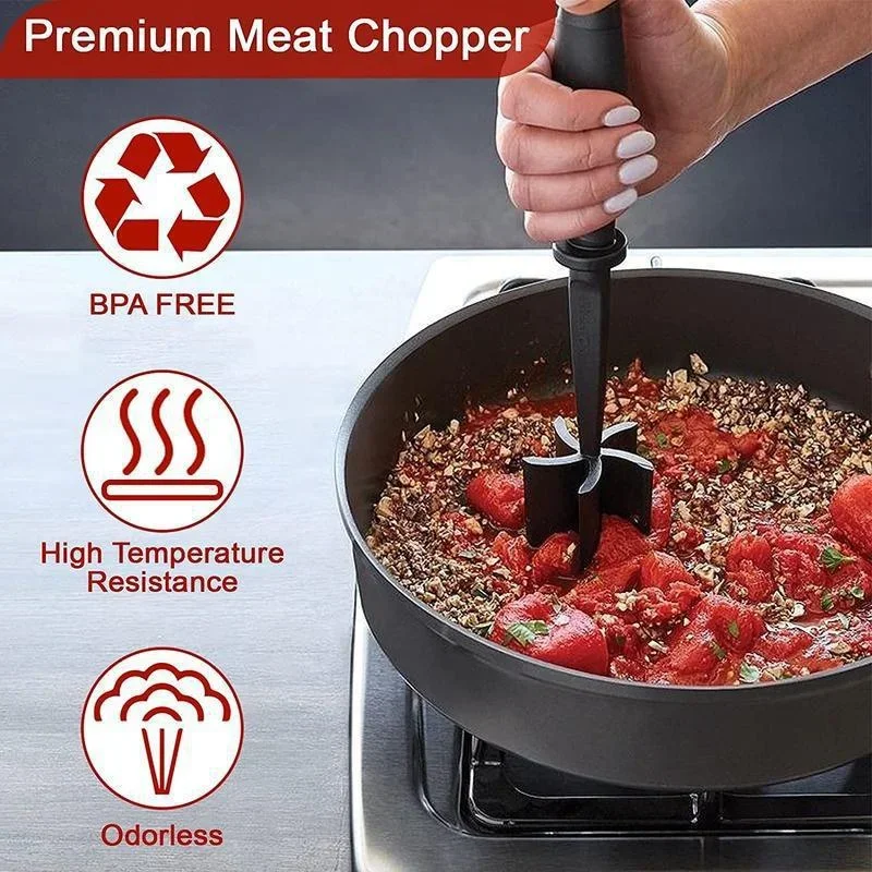 Upgrade Meat Chopper, Heat Resistant Meat Masher for Hamburger Meat, Ground Meat Chopper, Potato Masher Tool thumbnail 4