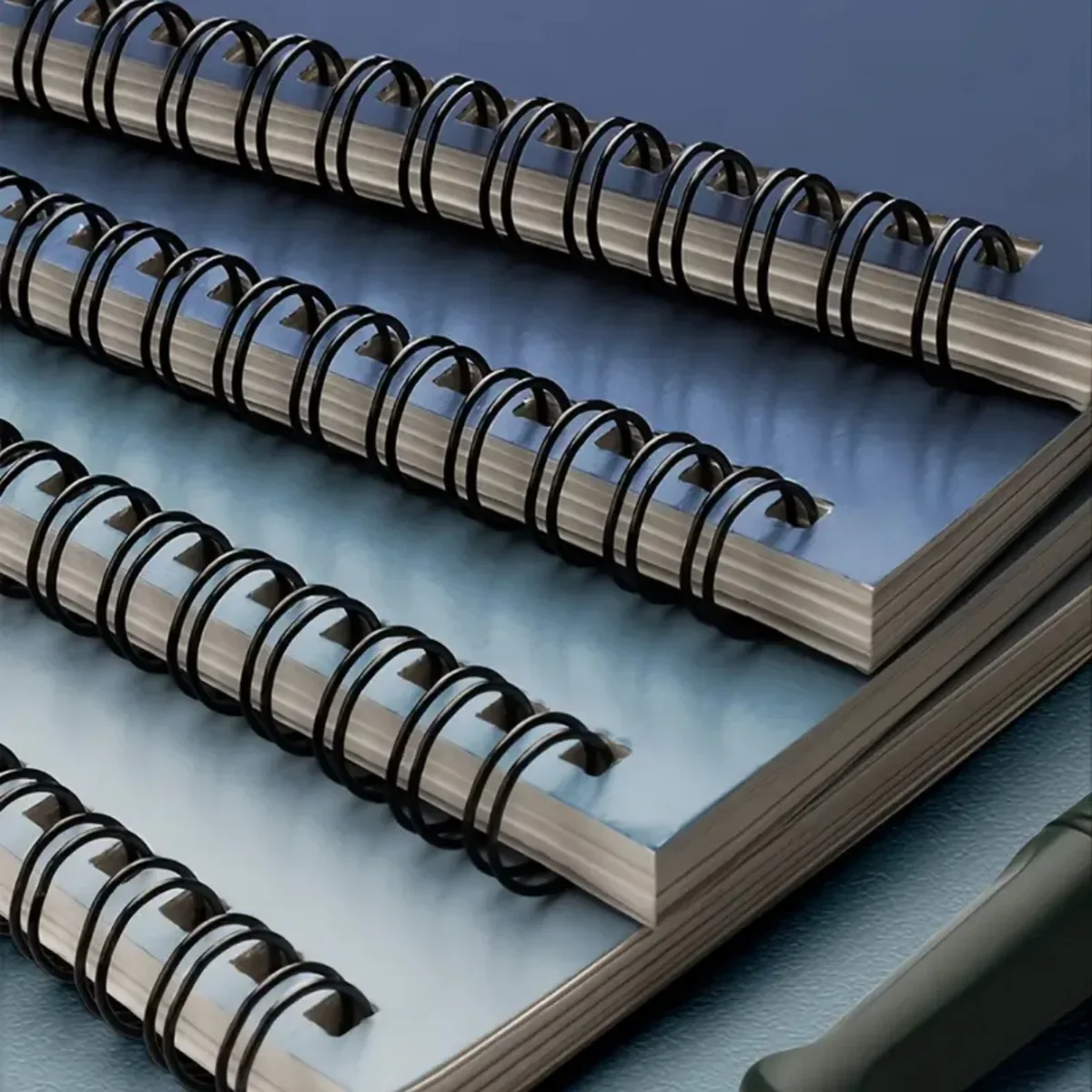 A5, 1 Set Of 4, 40 Sheets Each, Simple Blue, Coil Notebook, Primary School Students, College Students, For Office, Notepad thumbnail 2