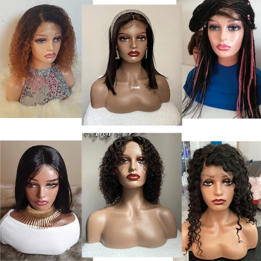 Female Mannequin Head With Shoulder Manikin Head Bust Wig Head Stand With Makeup For Wigs Display Necklace Free Earrings,Wig Cap thumbnail 6
