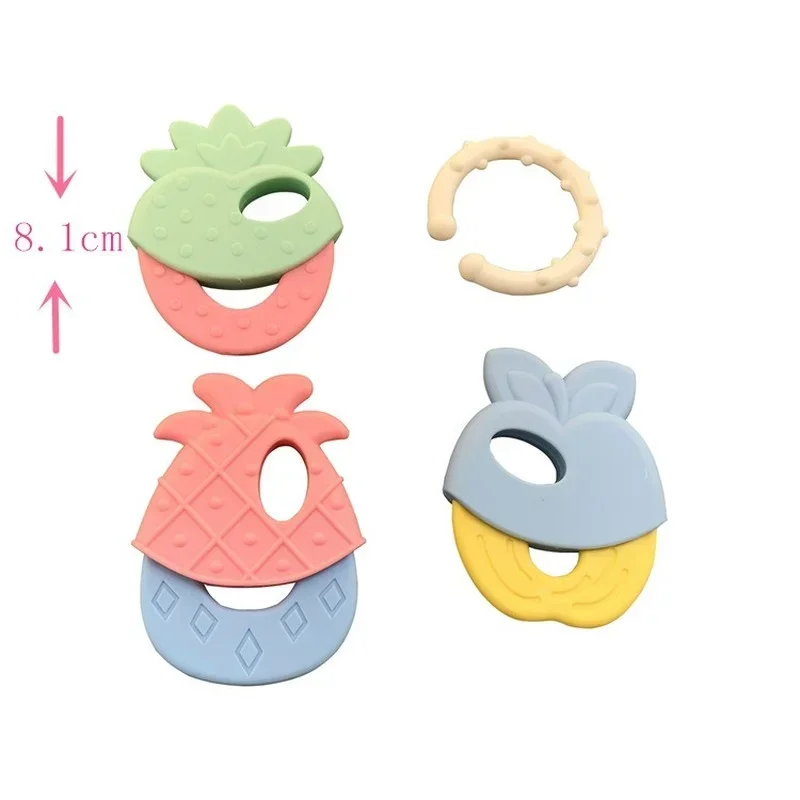 Baby Fruit Style Soft Rubber Rattle Teether Toy Newborn Chews Food Grade Silicone Teethers Infant Training Bed Toy Chew Toys Kid thumbnail 3