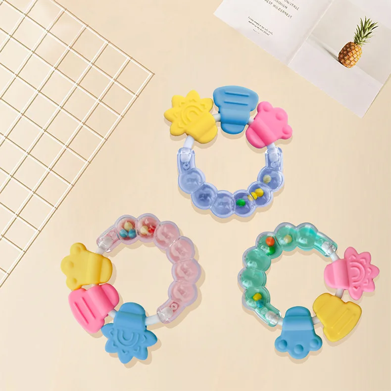 Baby Fruit Style Soft Rubber Rattle Teether Toy Newborn Chews Food Grade Silicone Teethers Infant Training Bed Toy Chew Toys Kid thumbnail 5